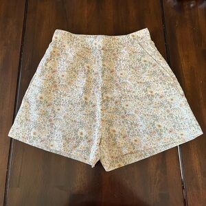 & Other Stories Spring Linen Blend Floral High-Rise Shorts US 2